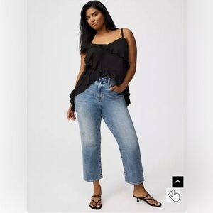 Torrid Georgette Ruffle Cami Deep Black 1x v neck